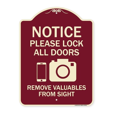 Signmission Lock All Doors Remove Valuable from Sight With Cell Phone and Camera G, A-DES-BU-1824-23531 A-DES-BU-1824-23531